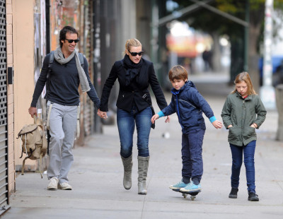 Kate Winslet and her kids go out with her boyfriend Ned Rocknroll in NYC